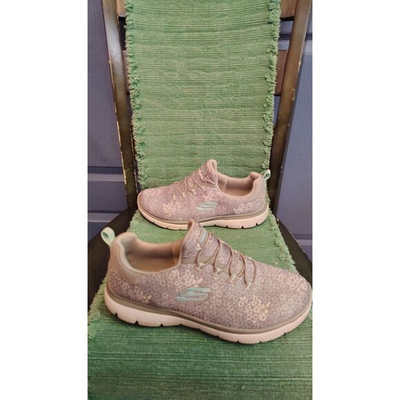 Skechers Summits Women's Gray Leopard Washable Bungee Lace Sneakers Size 9 - Picture 4 of 8